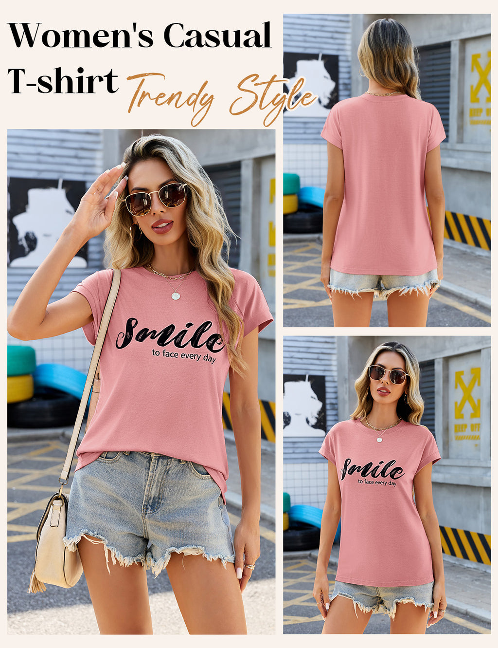 CMTOP T-Shirt Women's Tops Summer Casual Crew Neck Capsleeve T Shirts for Daily, Holiday
